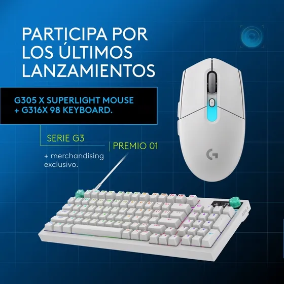 Premio serie G3: mouse G305 X Superlight y teclado G316X 98