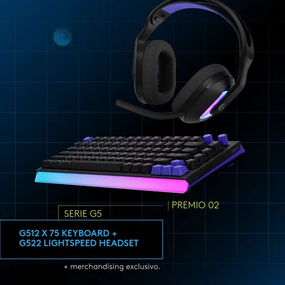 Premio serie G5: teclado G512 X 75 y audifono G522 Lightspeed
